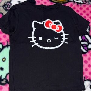 Hello Kitty Black Tee with Red Bow